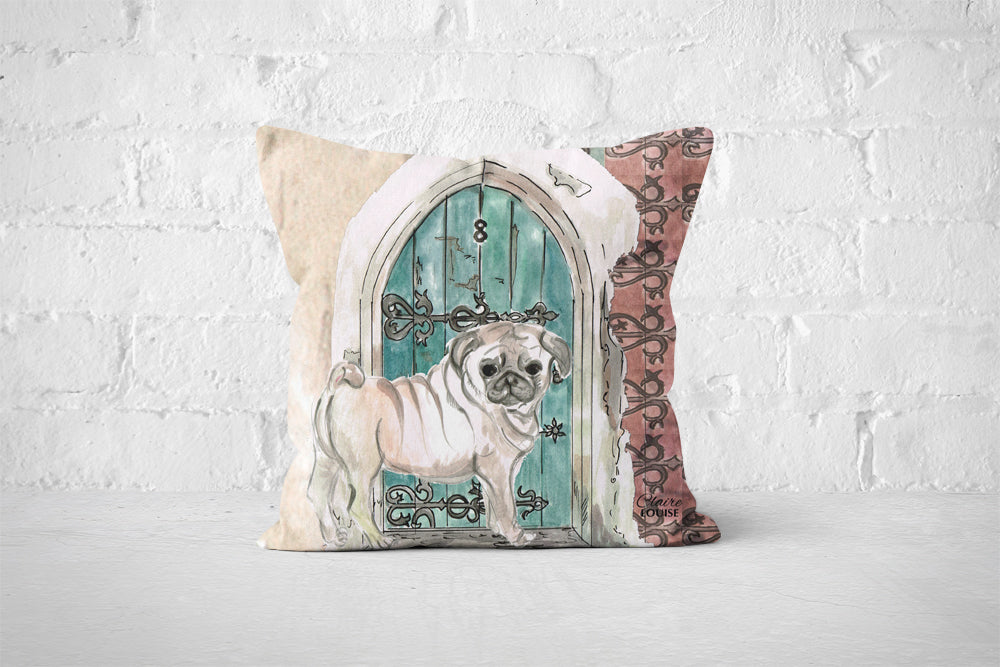 At Home With Pug Cushion