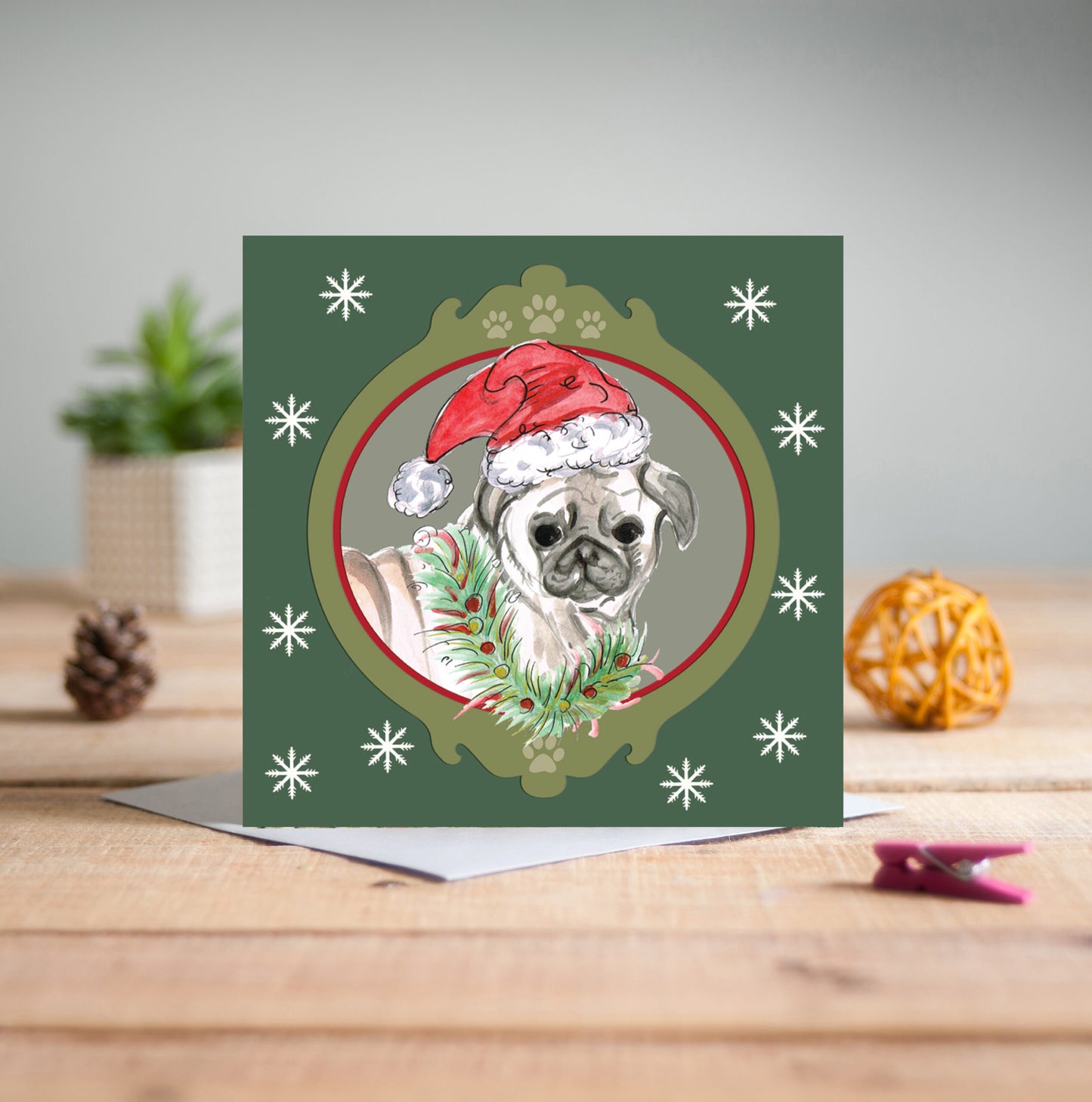 Pug Christmas Card - Pack of 6