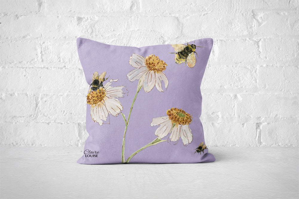 Botanical Lilac Daisies Cushion