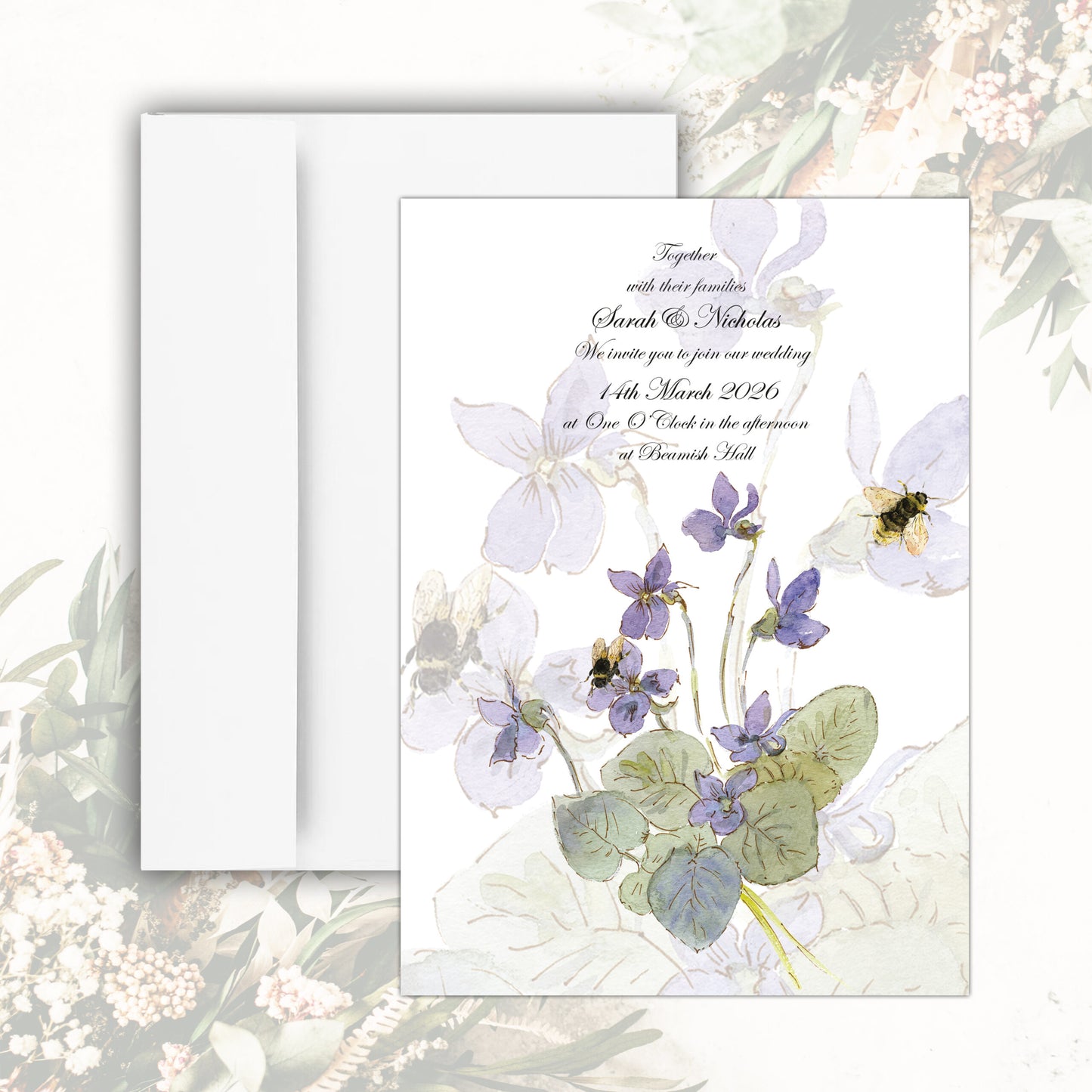 Morning Glories Wedding Invitation (White)