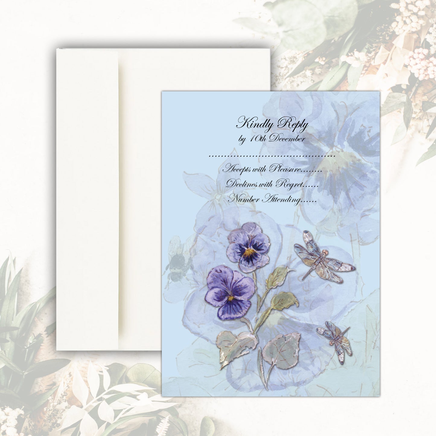 Pansies RSVP Card (Blue)