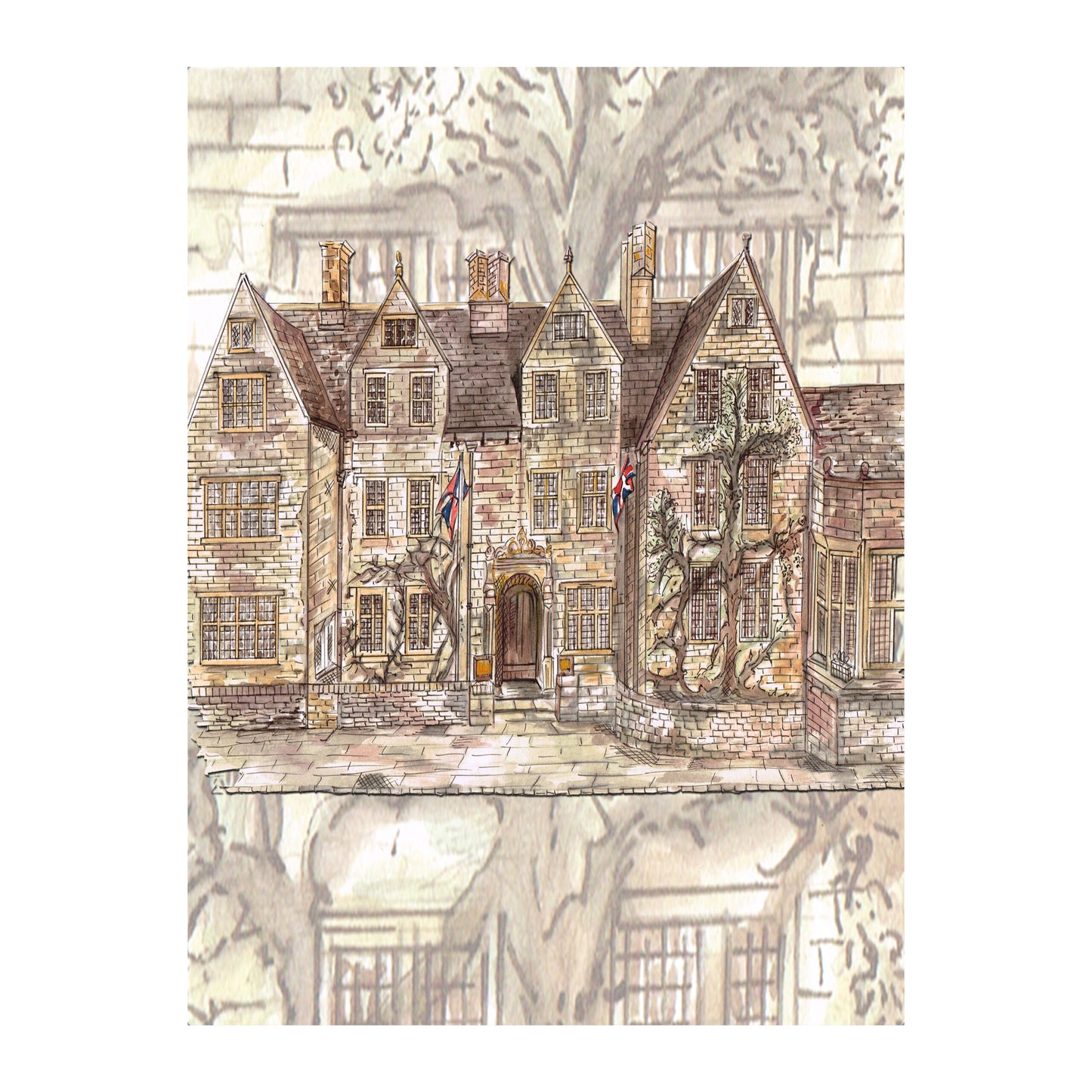 Broadway Lygon Arms Glass Wall Art