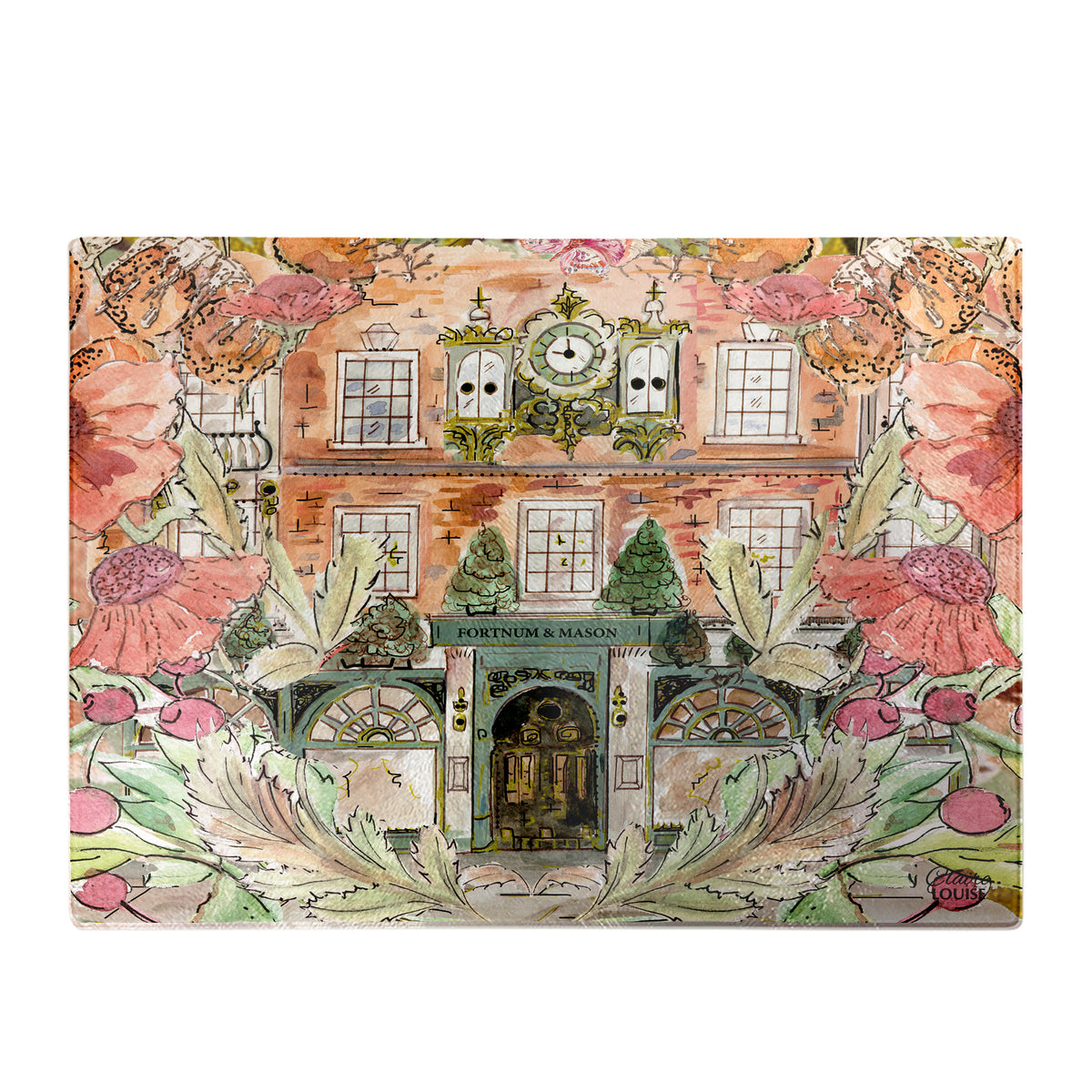 Fortnums In Full Bloom Glass Chopping Board