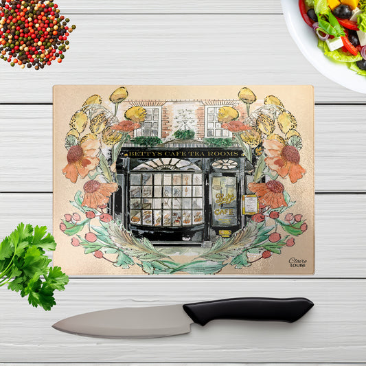Bettys In Full Bloom Glass Chopping Board