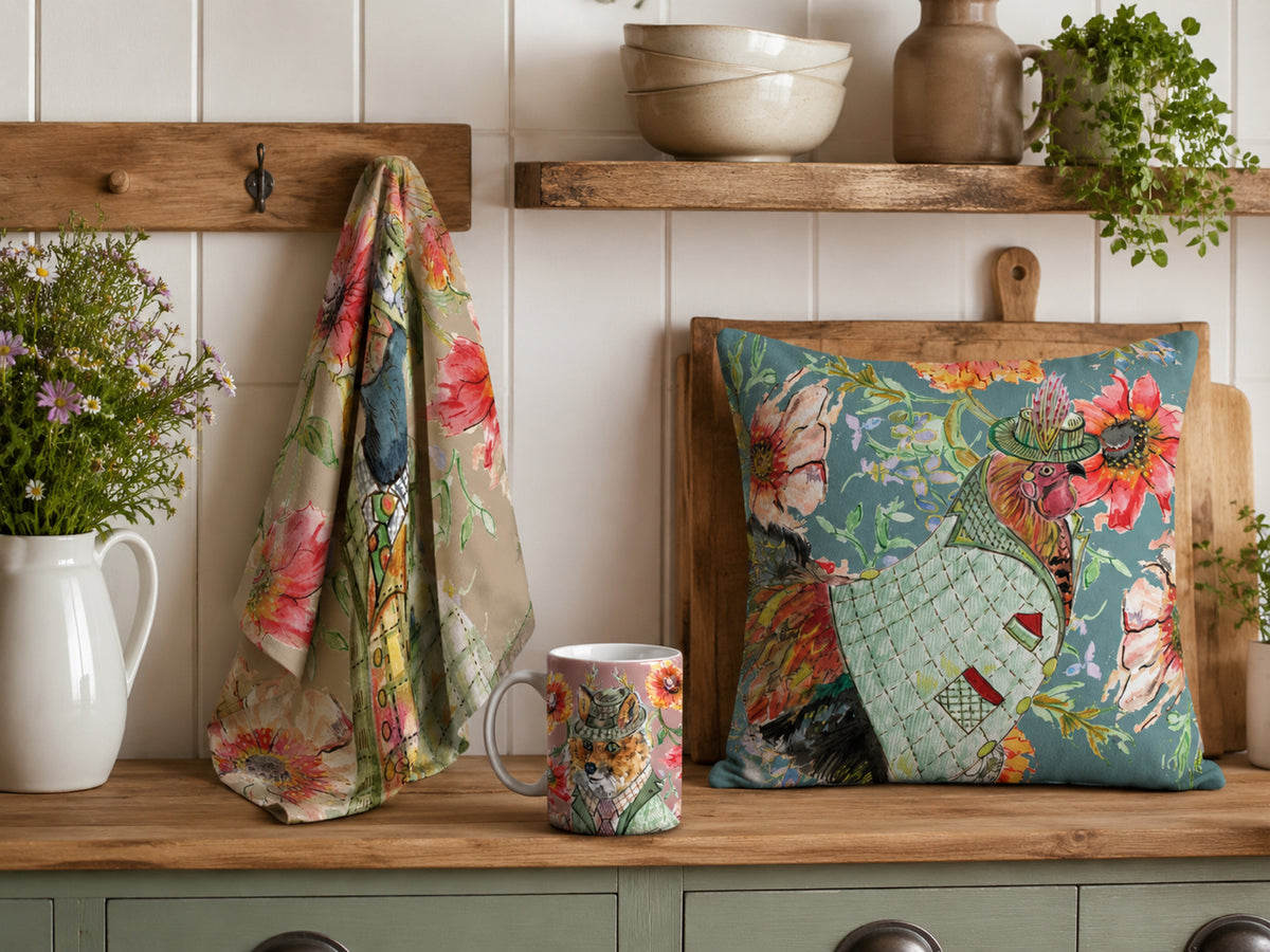Cottage Floral Cockerel Cushion