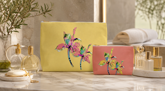 Peach Fuzz Iris Cosmetic Bag