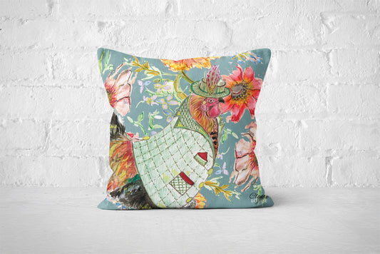 Cottage Floral Cockerel Cushion