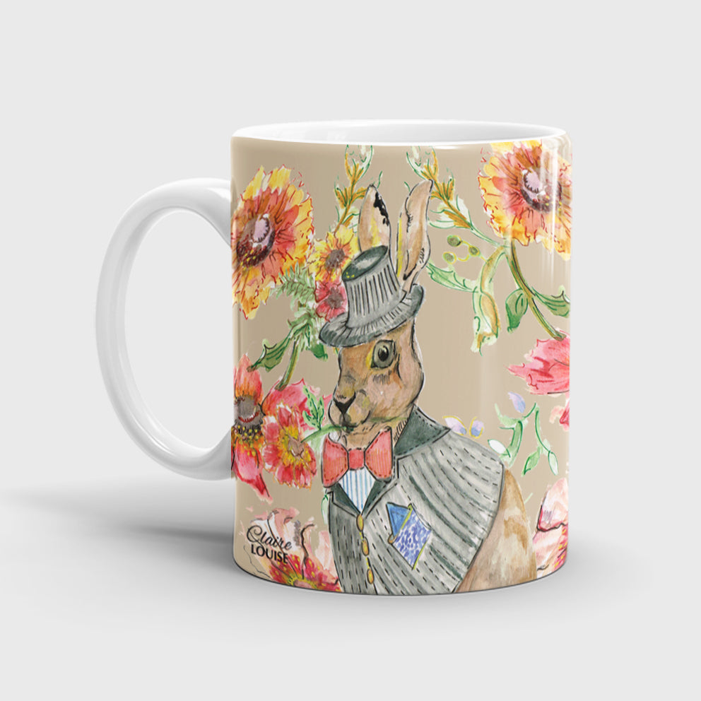 Cottage Floral Hare Ceramic Mug