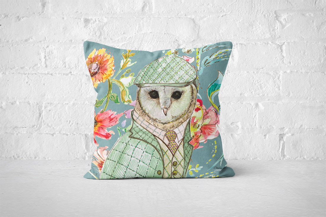 Cottage Floral Owl Cushion