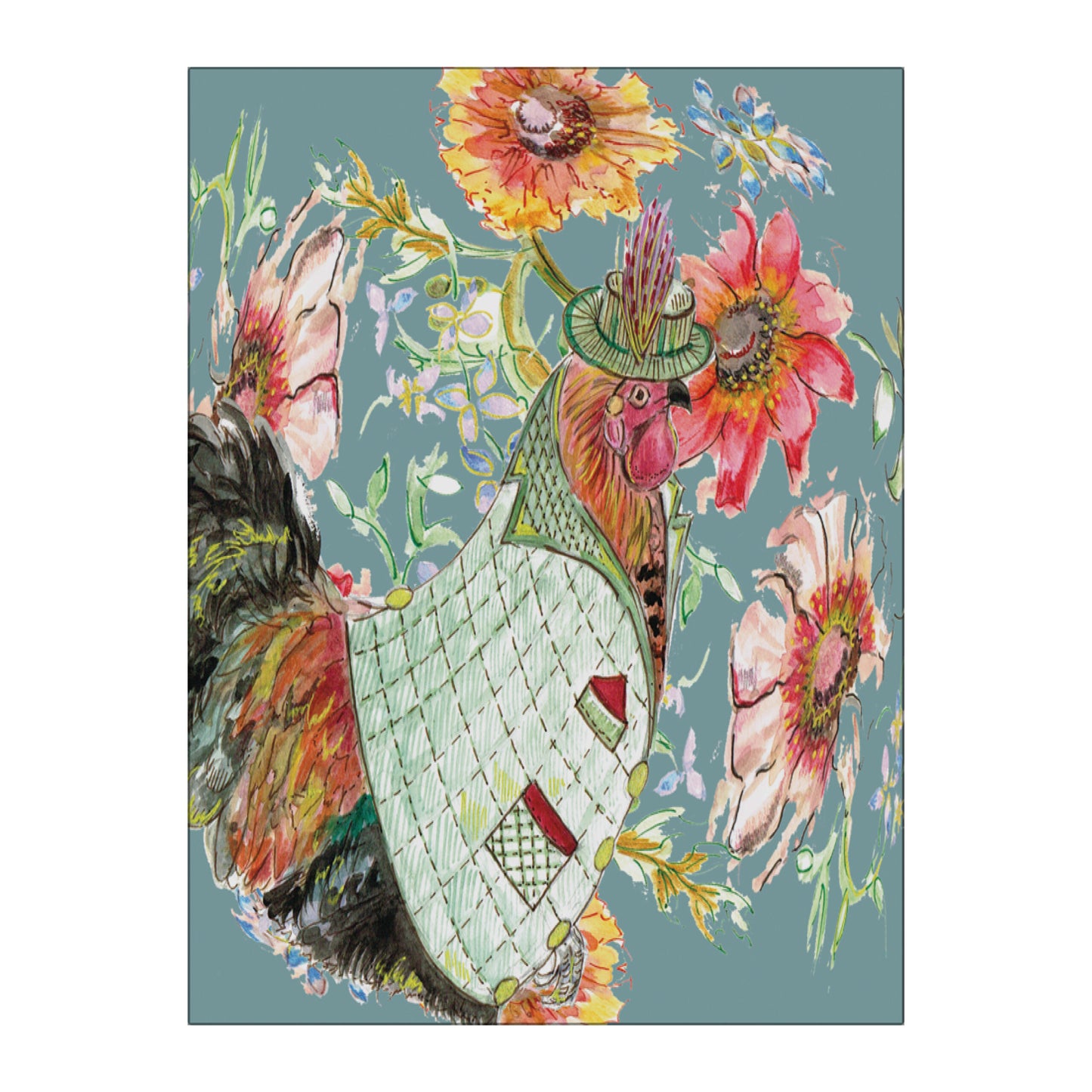 Cottage Cockerel Glass Wall Art