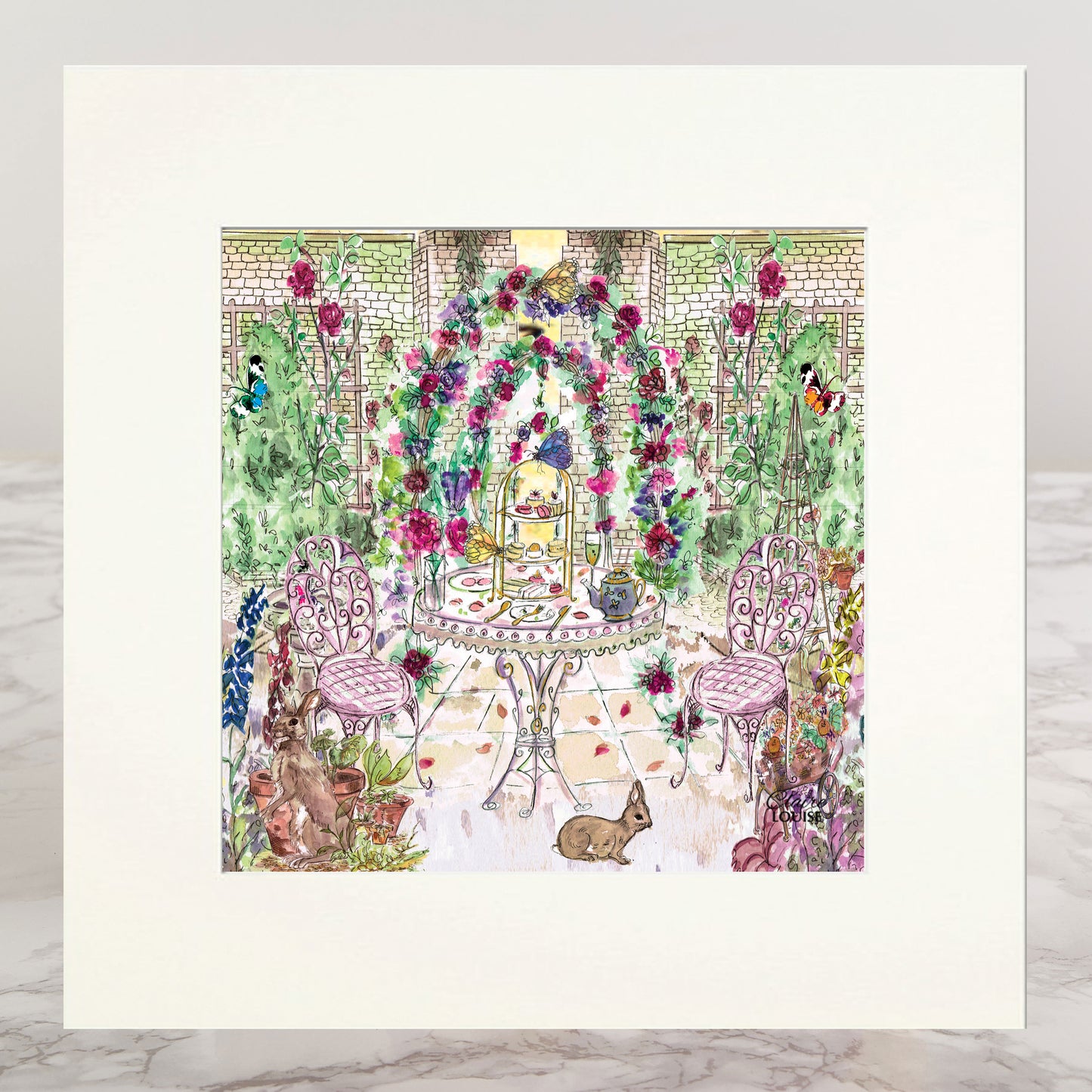 Cream Tea in the Garden Mounted Print