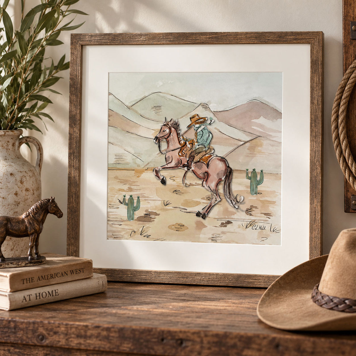 Desert Rider Mounted Print