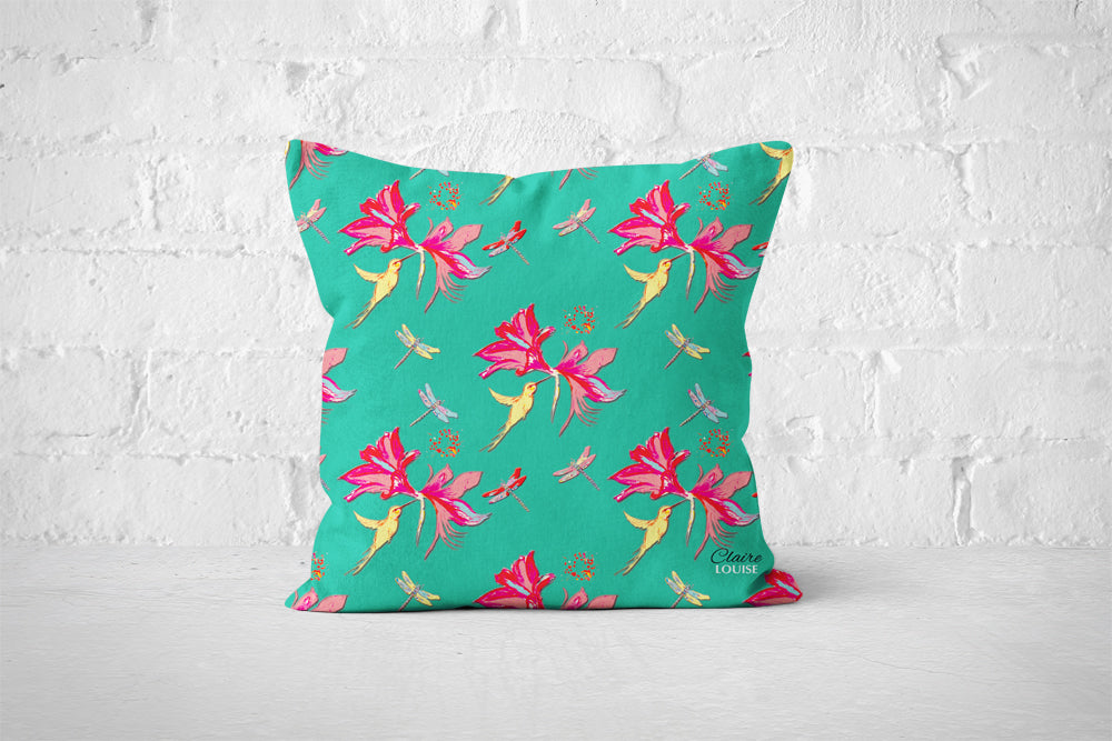Flora Benzol Green Cushion