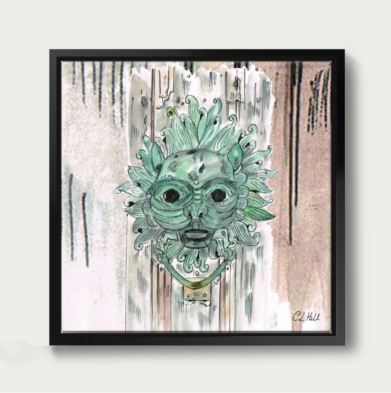Durham Cathedral Sanctuary Door Knocker Framed Canvas Print