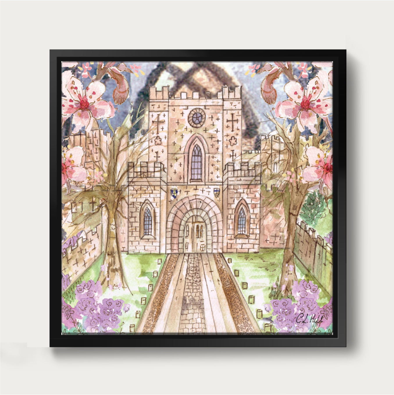 Durham Castle Spring Framed Canvas Print