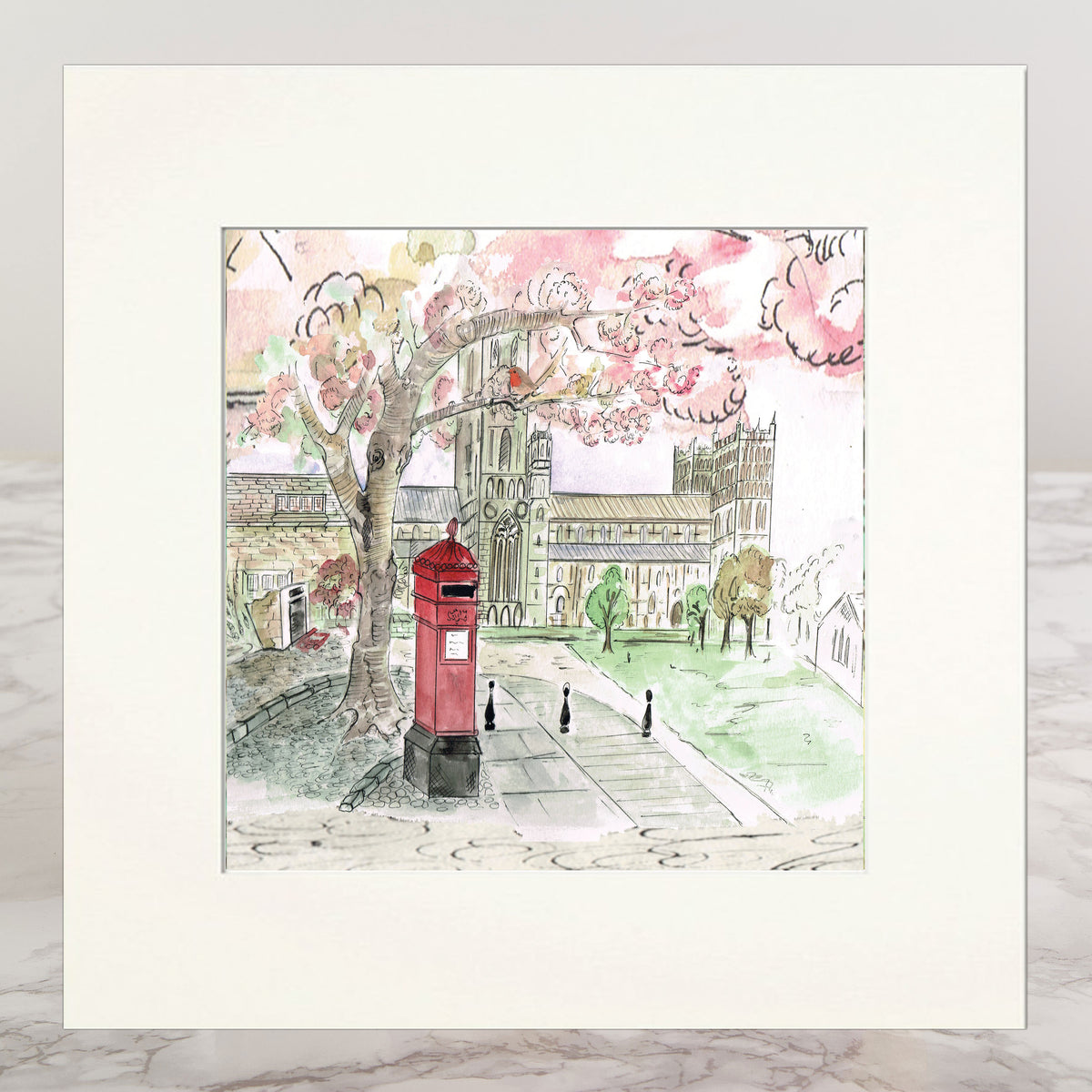 Durham Palace Green Post Box Mounted Print