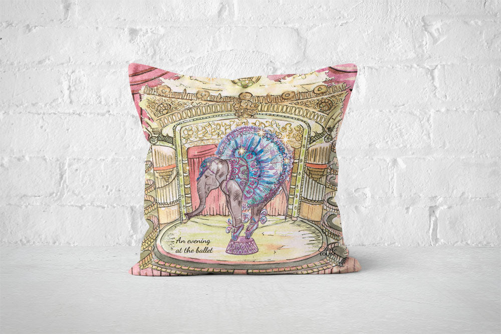 Elephant In The City Cushion