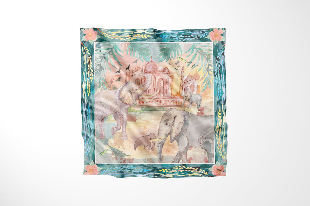 Elephants in India Scarf
