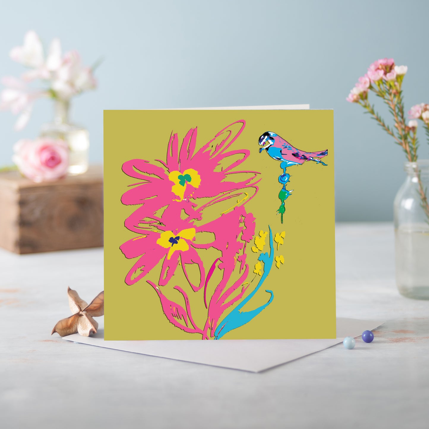 Flora Eosine Pink Greetings Card - Pack of 6