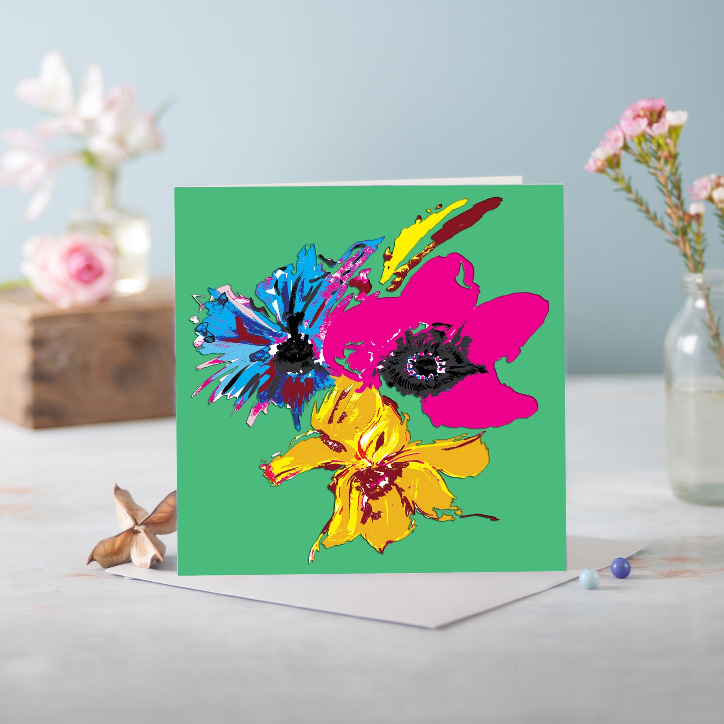 Flora Trio Greetings Card - Pack of 6