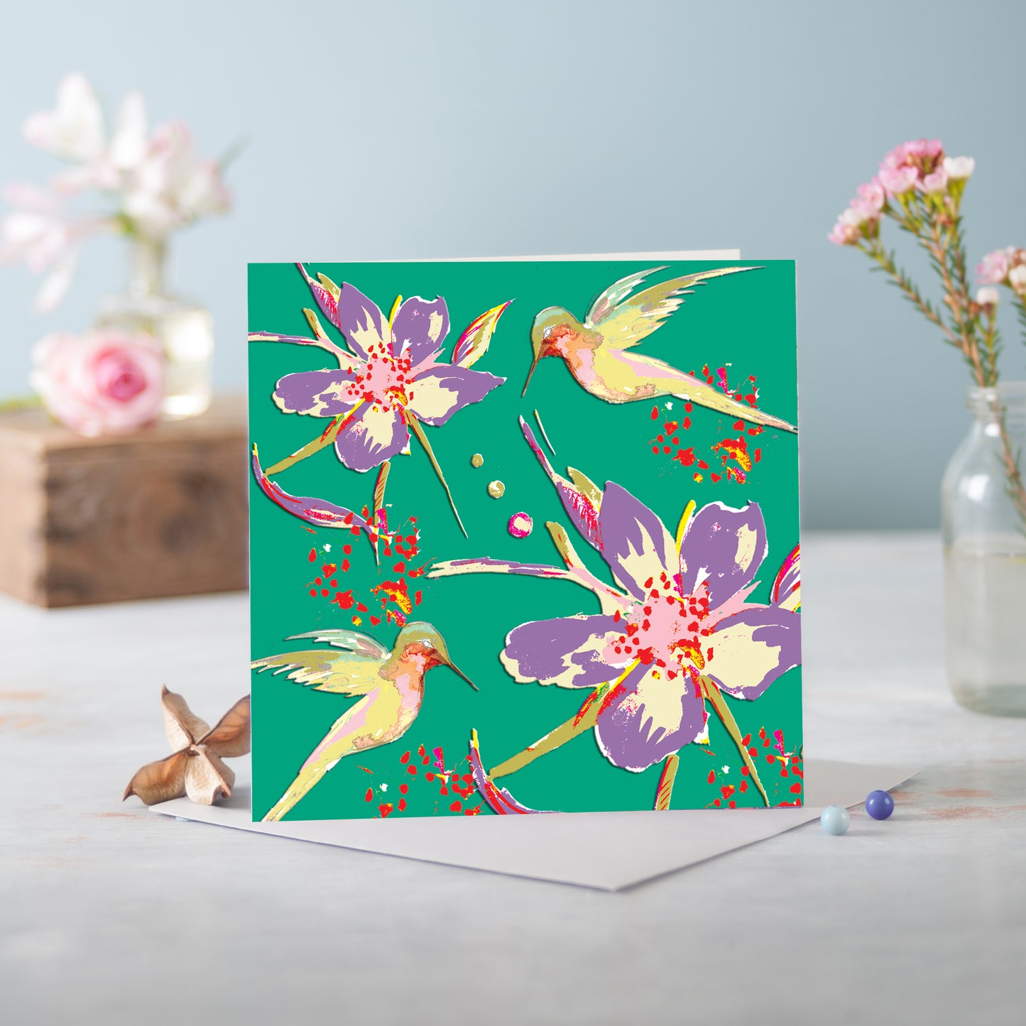 Flora Lavendar Greetings Card - Pack of 6