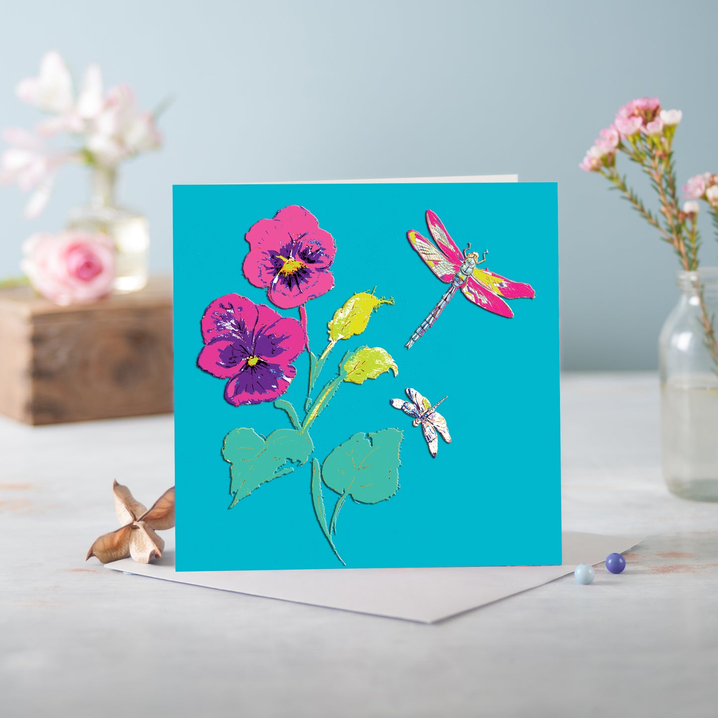 Flora Cerulian Blue Greetings Card - Pack of 6