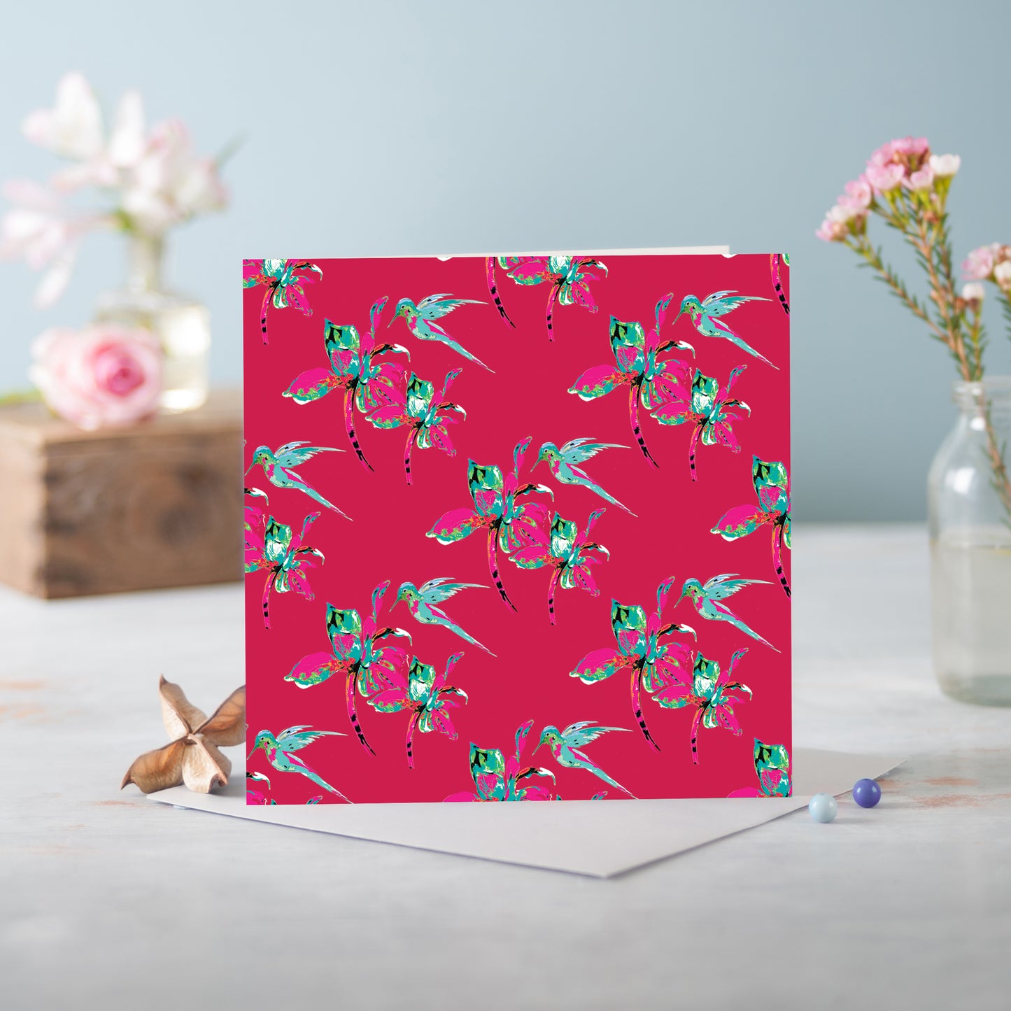 Flora Pop Magenta Pattern Greeting Card - Pack of 6