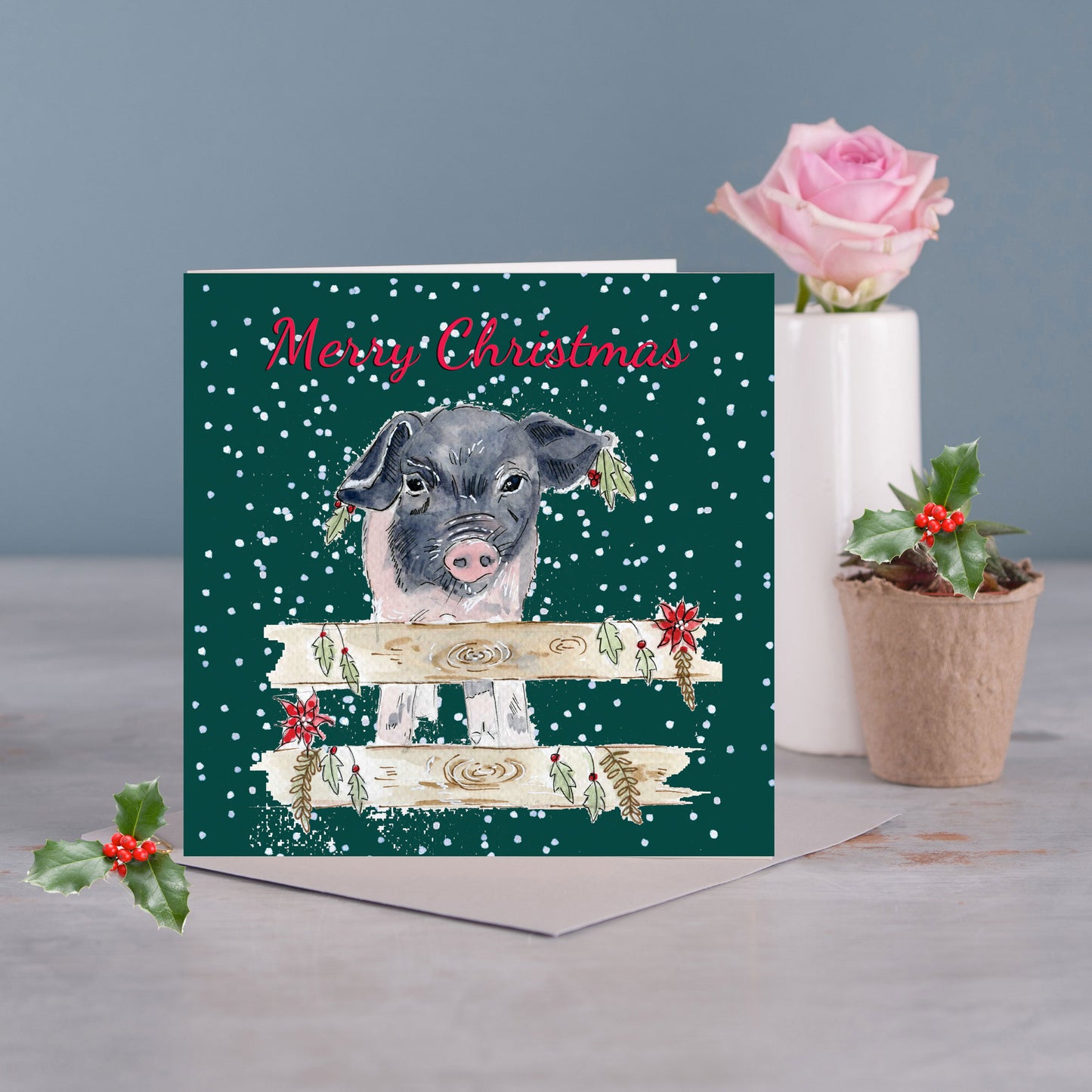 Pig Christmas Card - Pack of 6