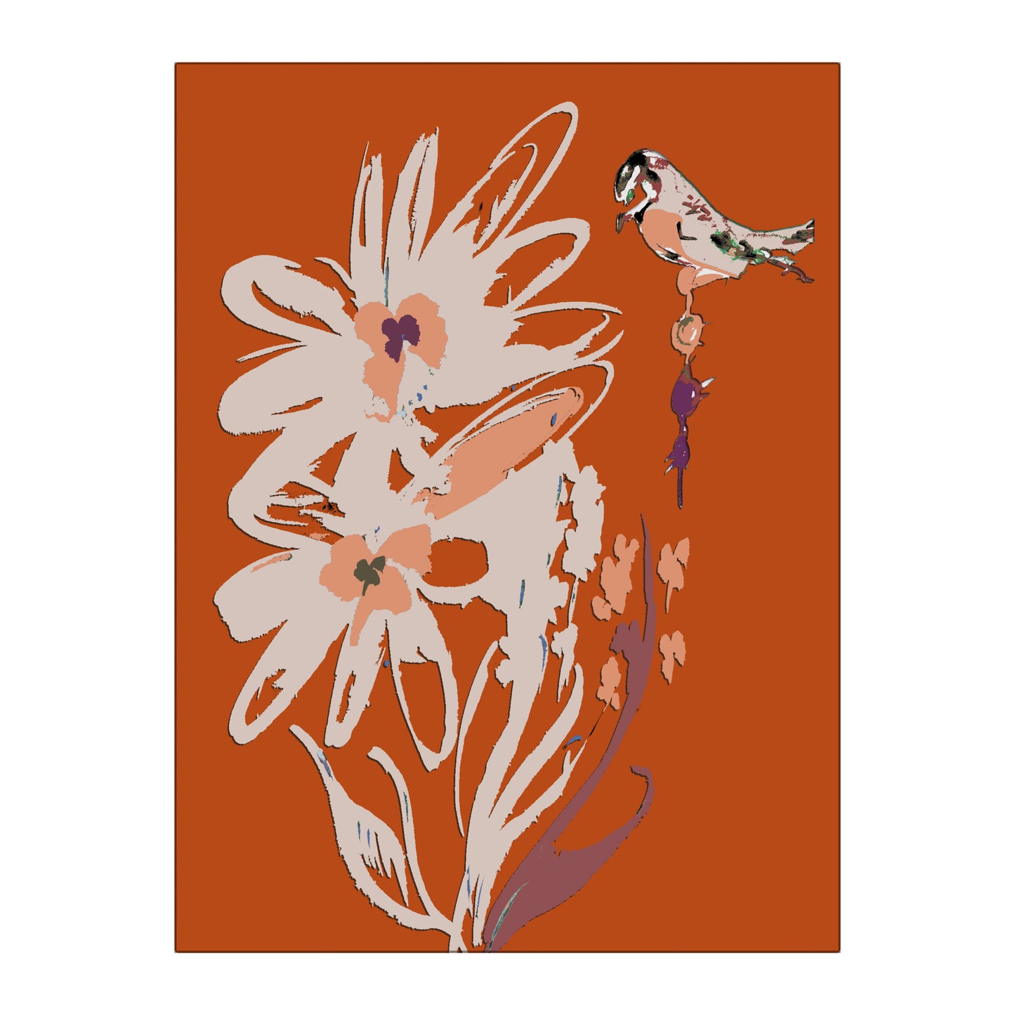 Flora Burnt Orange Glass Wall Art