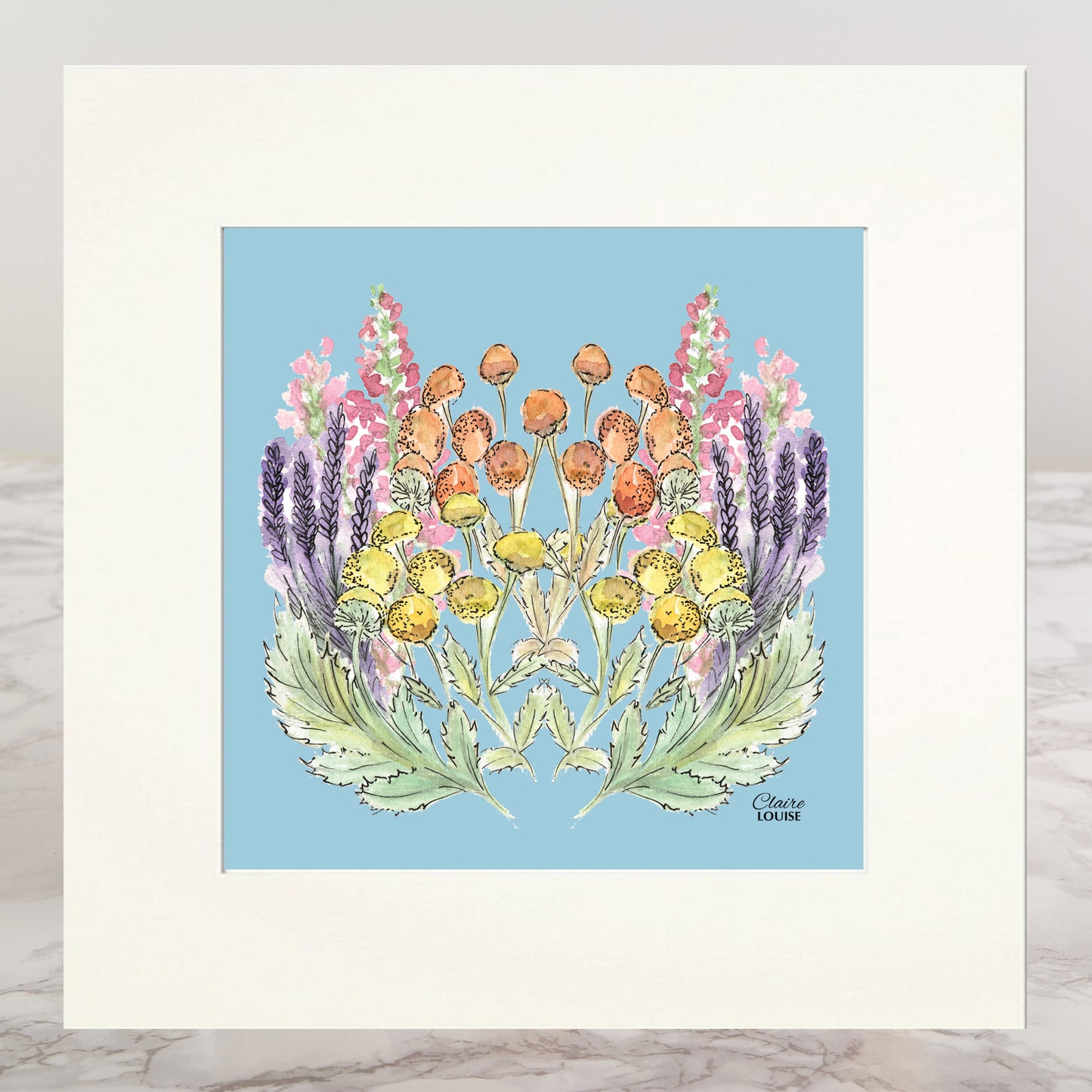 Powder Blue Bloom Mounted Print