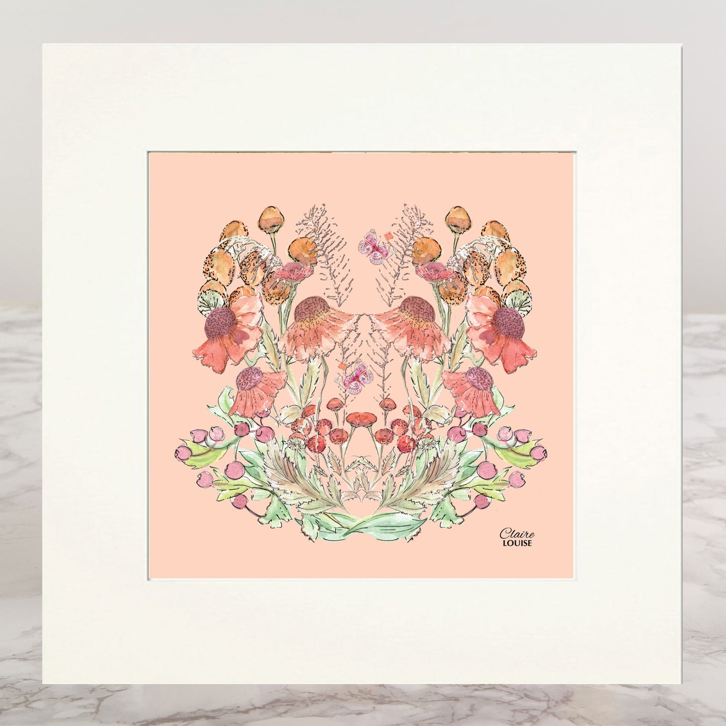 Peach Bloom Mounted Print