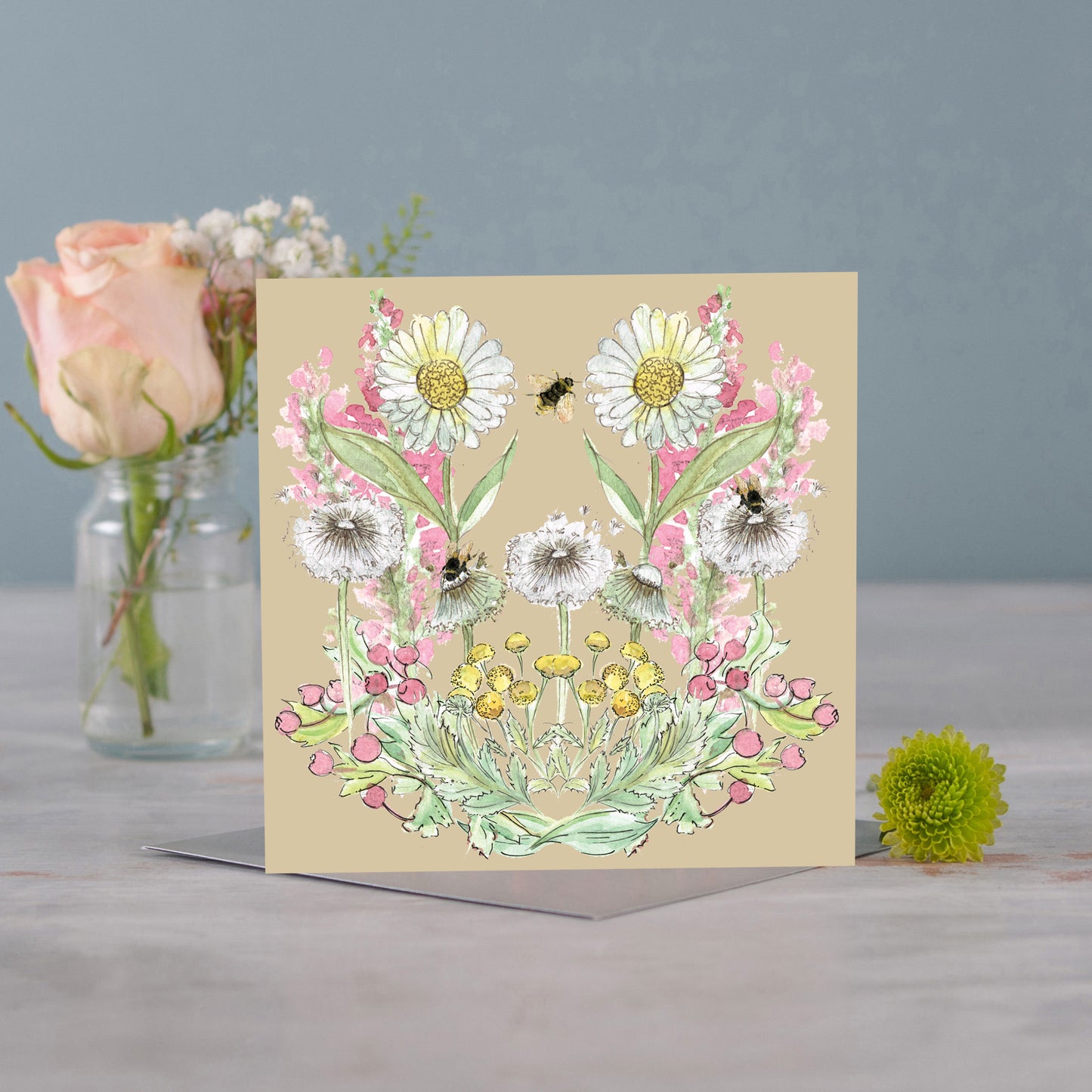 Biscuit Bee Bloom Greetings Card - Pack of 6