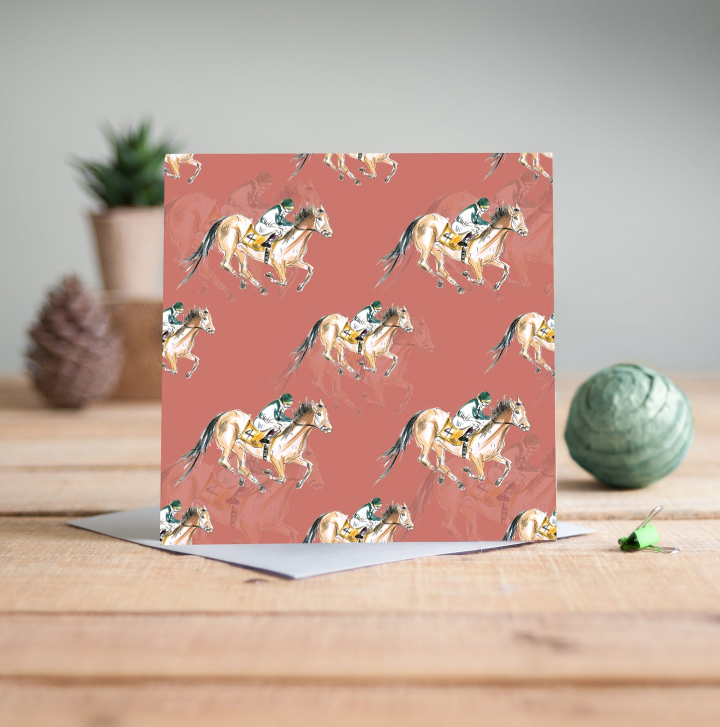 Horse Racing Pattern Greeting Card - Pack of 6