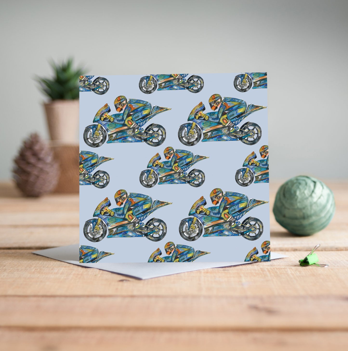 MotoGP Bikes Pattern Greeting Card - Pack of 6