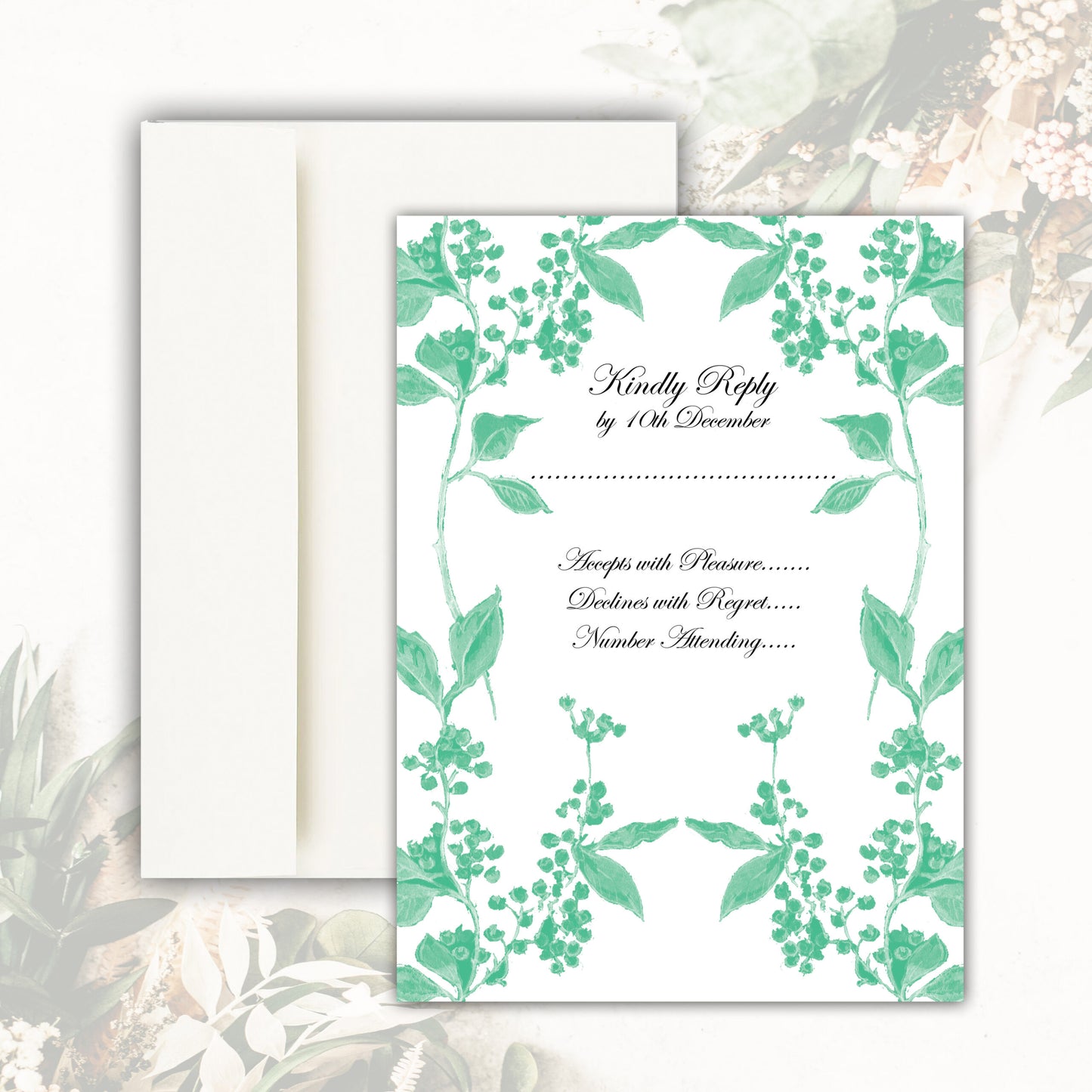 Juniper RSVP Card - Monochrome Green