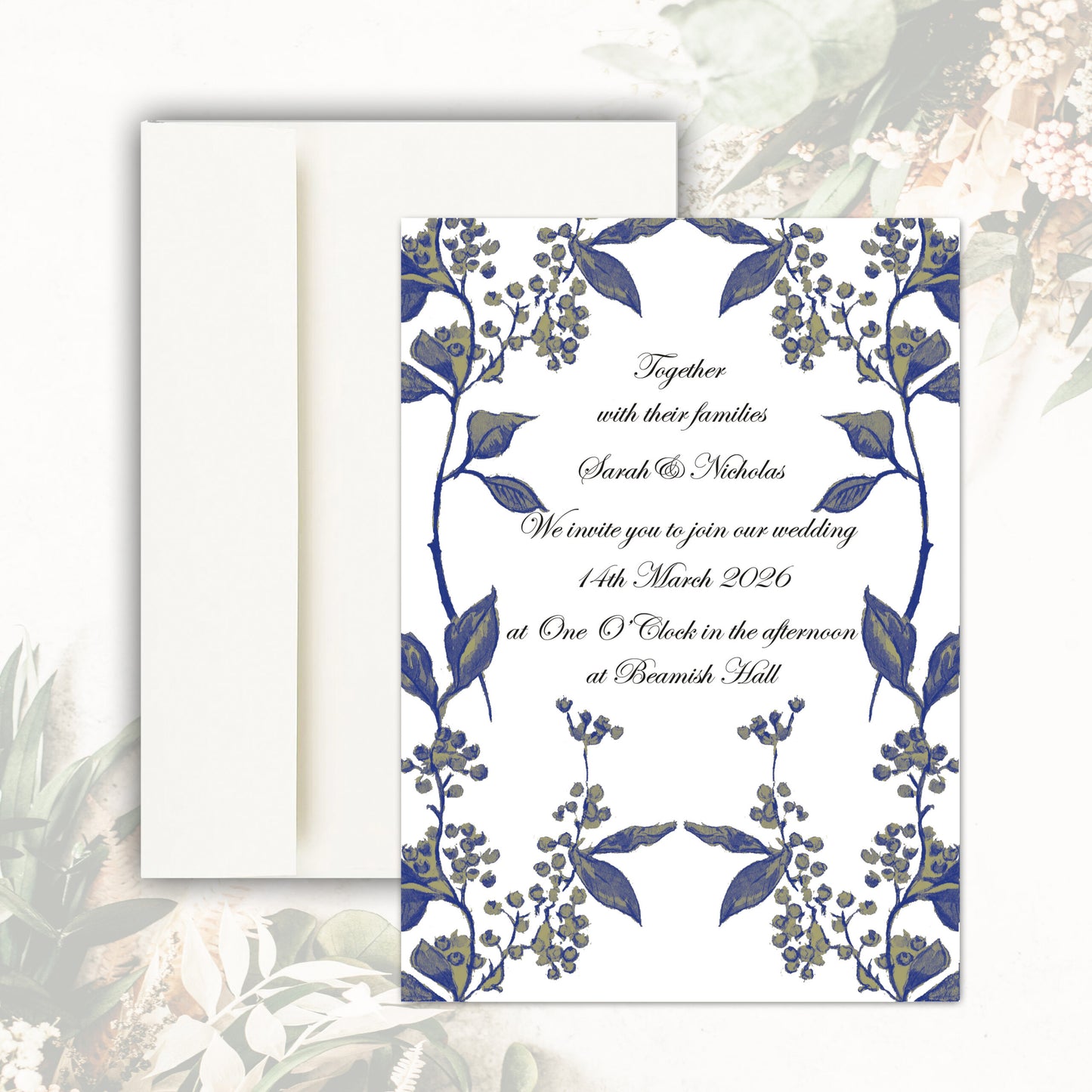 Juniper Wedding Invitation - Navy Blue