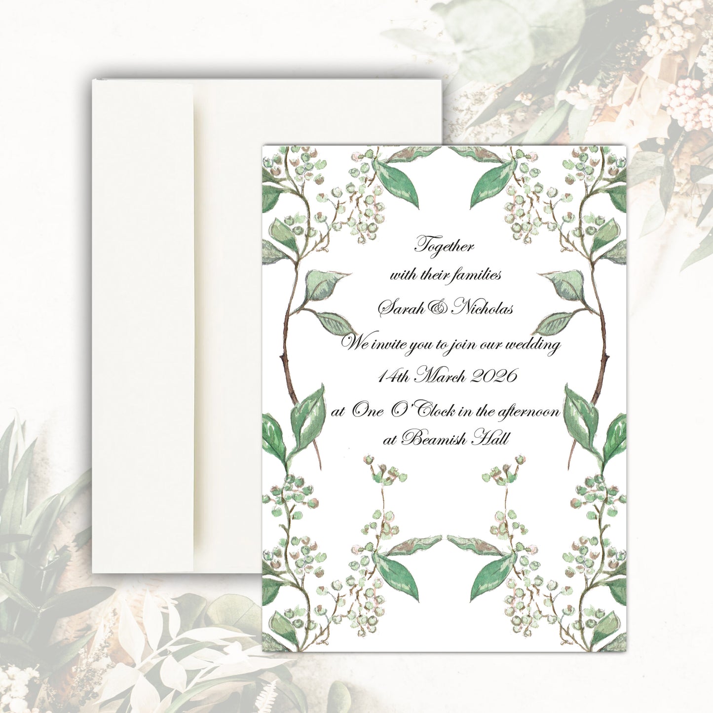 Juniper Wedding Invitation - Sage Green