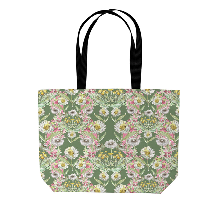 Meadow Green Bloom double sided print shopper