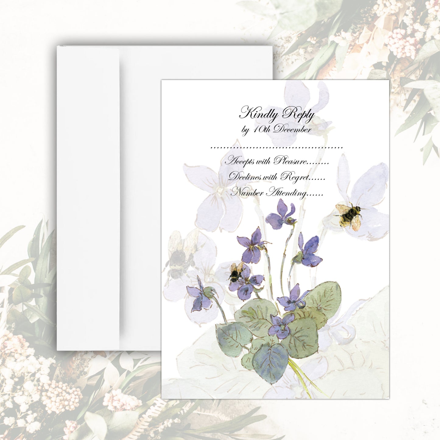 Morning Glories RSVP Card (White)