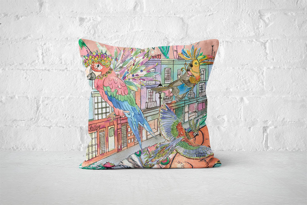 Parrots In The City Cushion