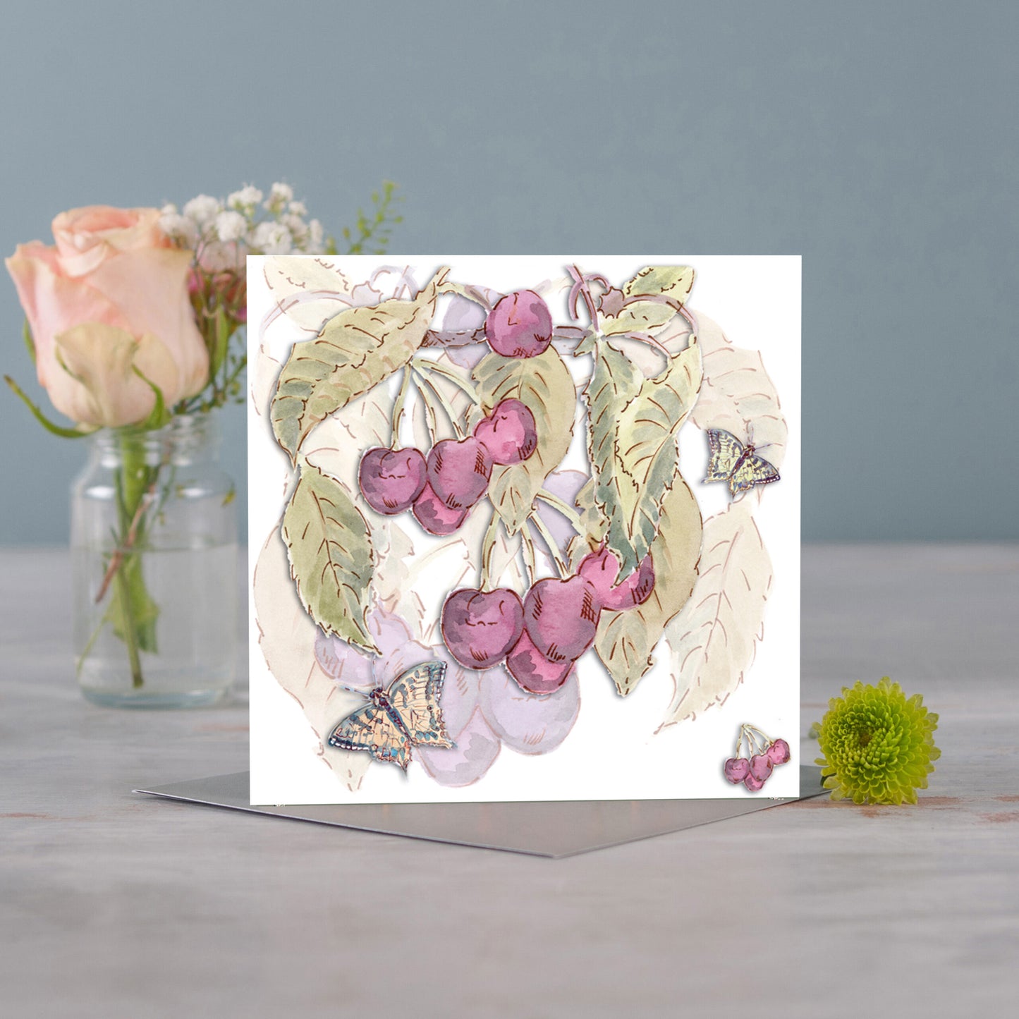 Cherries Greeting Card (White) - Pack of 6