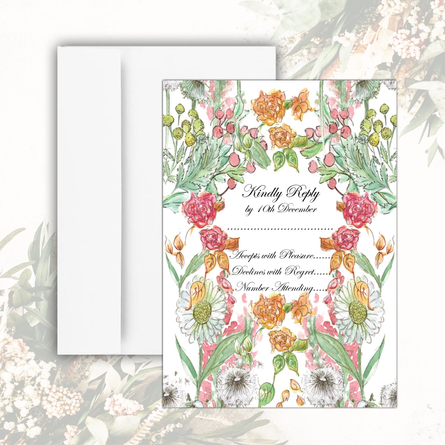 Rose Garden RSVP Card (White)