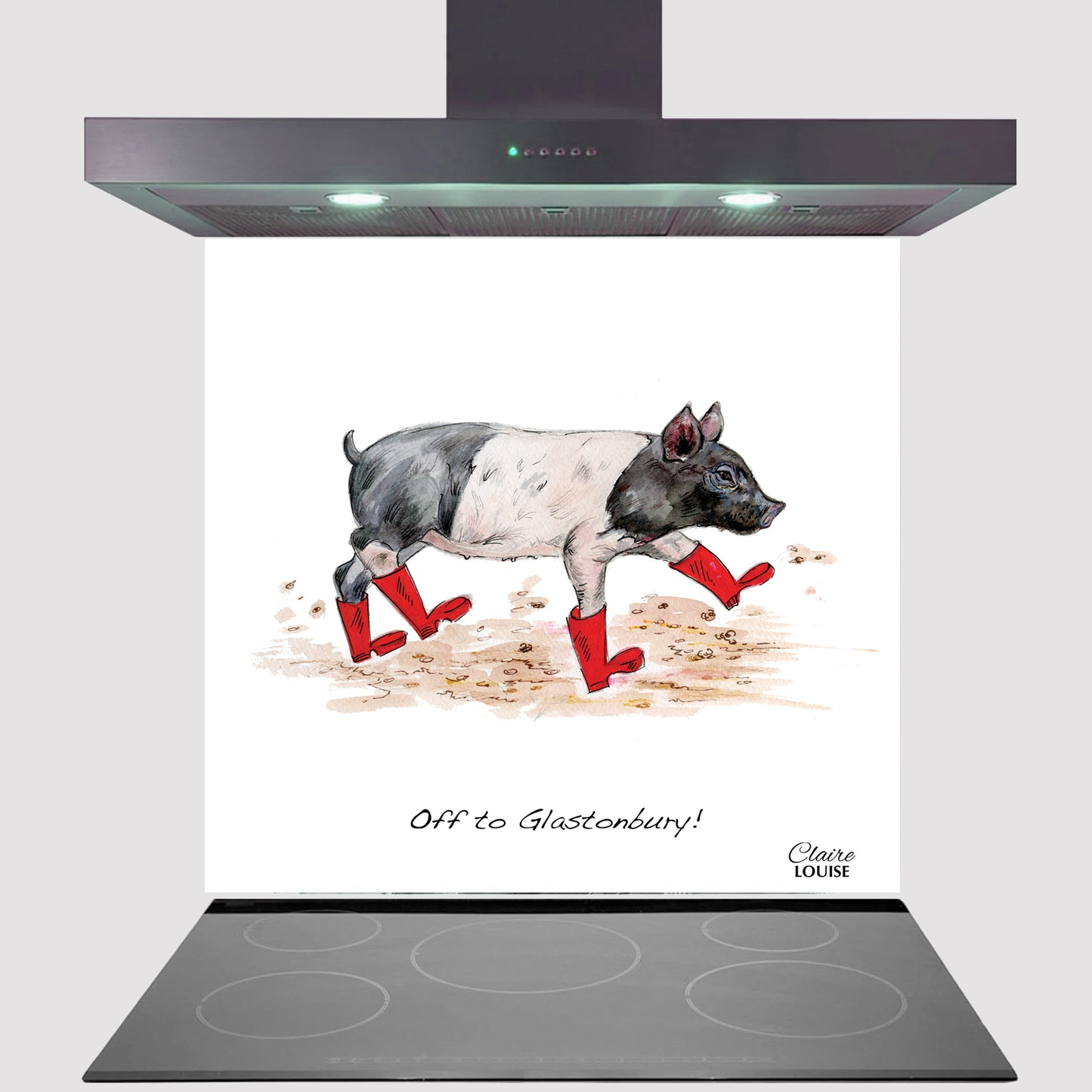 Pig In Boots Kitchen Glass Splashback