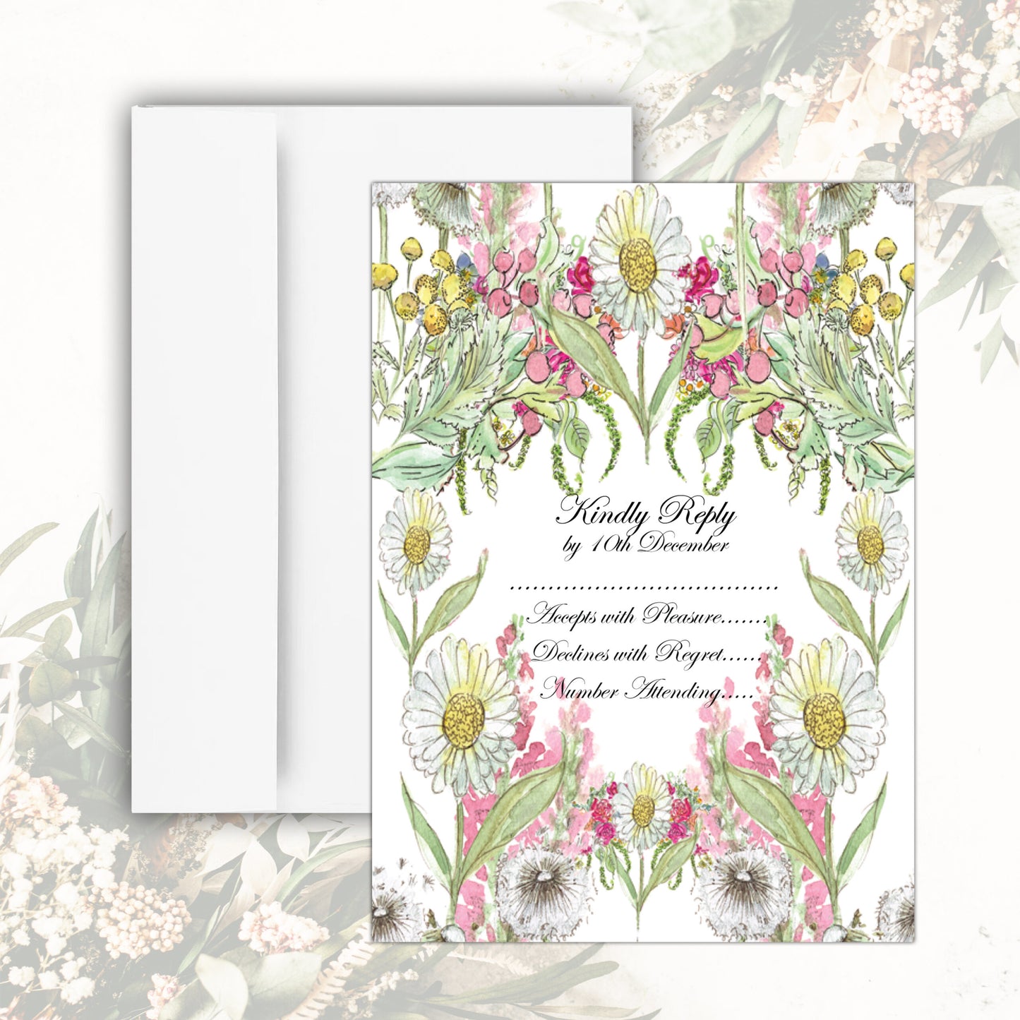 Garden Bloom Daisies RSVP Card (White)