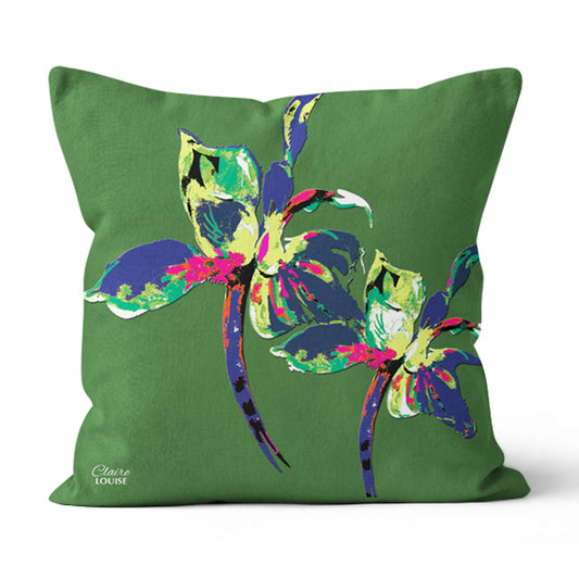 Forest Green Iris Cushion