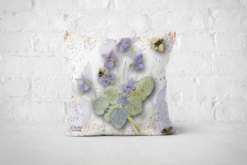 Powder Bloom Morning Glories White Cushion