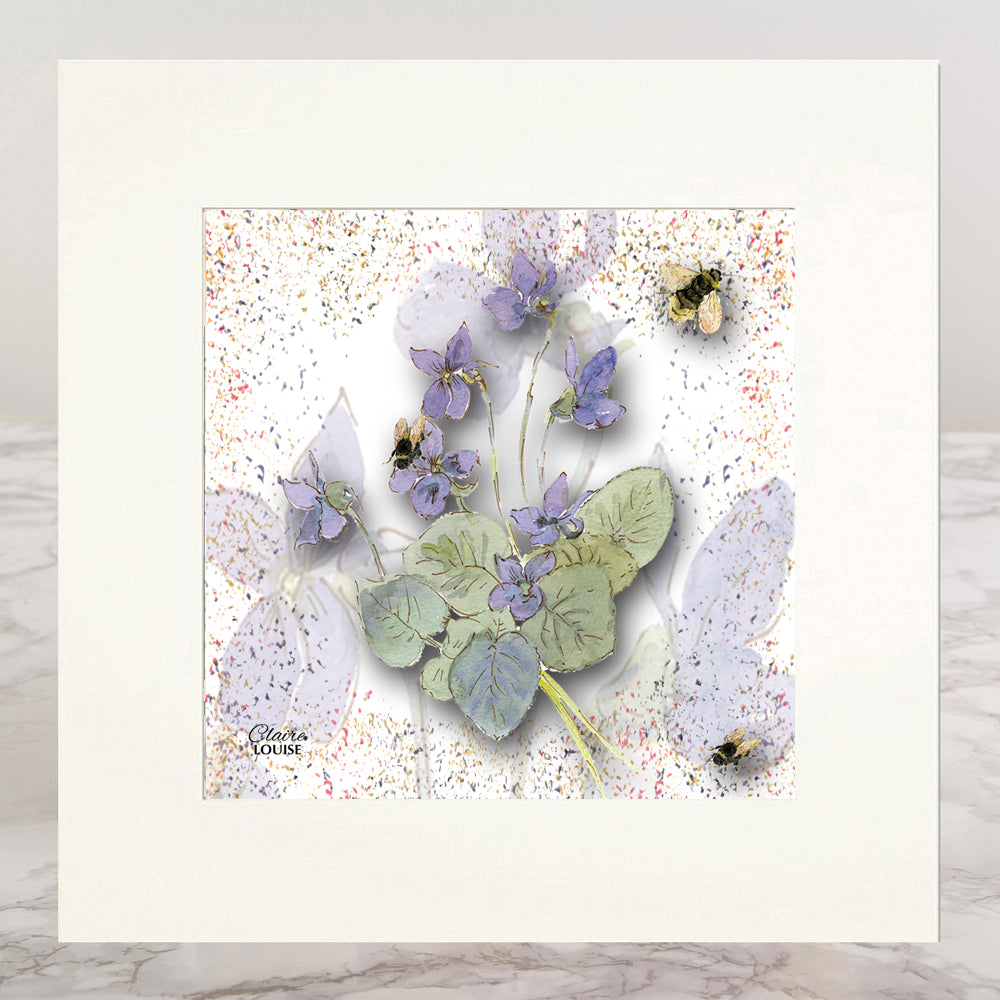 Powder Bloom Morning Glories Mounted Print