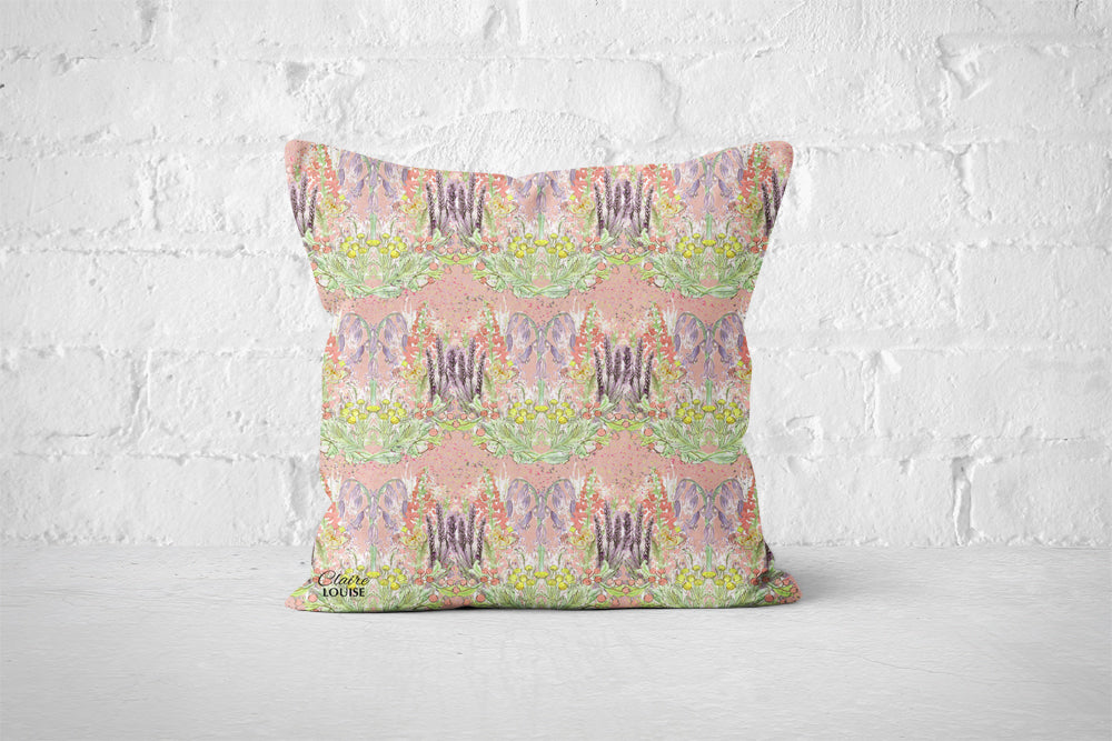 Peach Bluebells Garden Blooms Outdoor Cushion