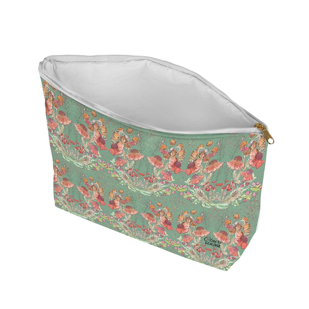 Peach Daisies Garden Blooms Cosmetic Bag