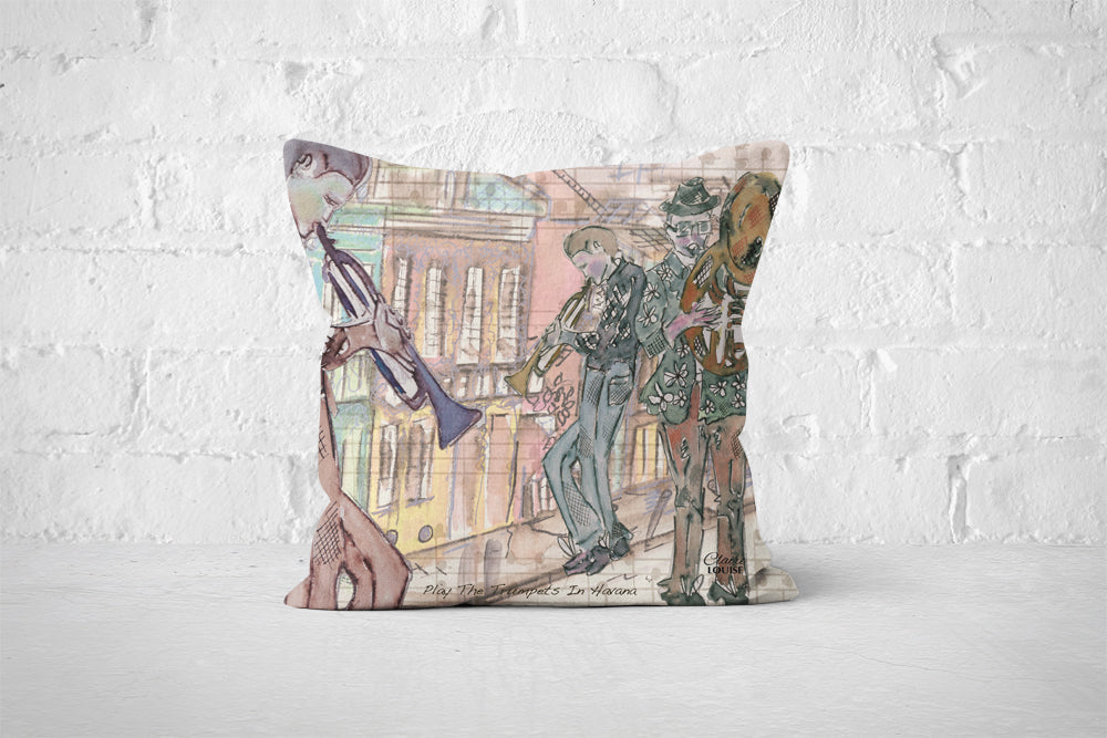Play The Trumpets In Havana Cushion